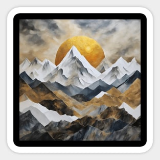 Golden Sun over Mountain Peaks Sticker